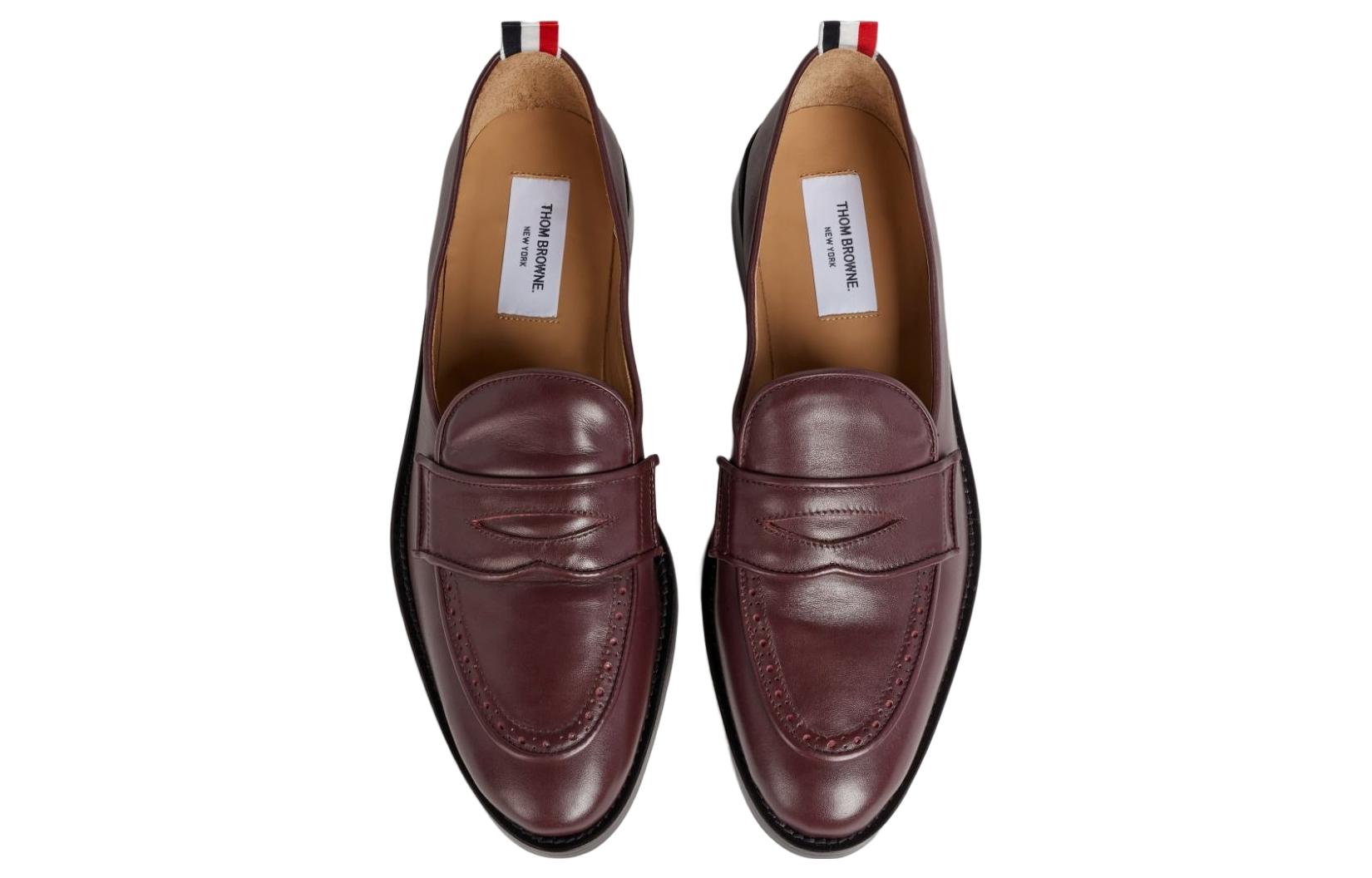 Thom Browne Leather Low-Top 'Burgundy' 圖 3