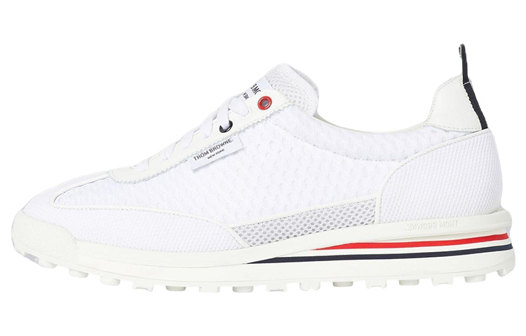 Thom Browne Leather Mesh Low-Top Sneakers 'White'