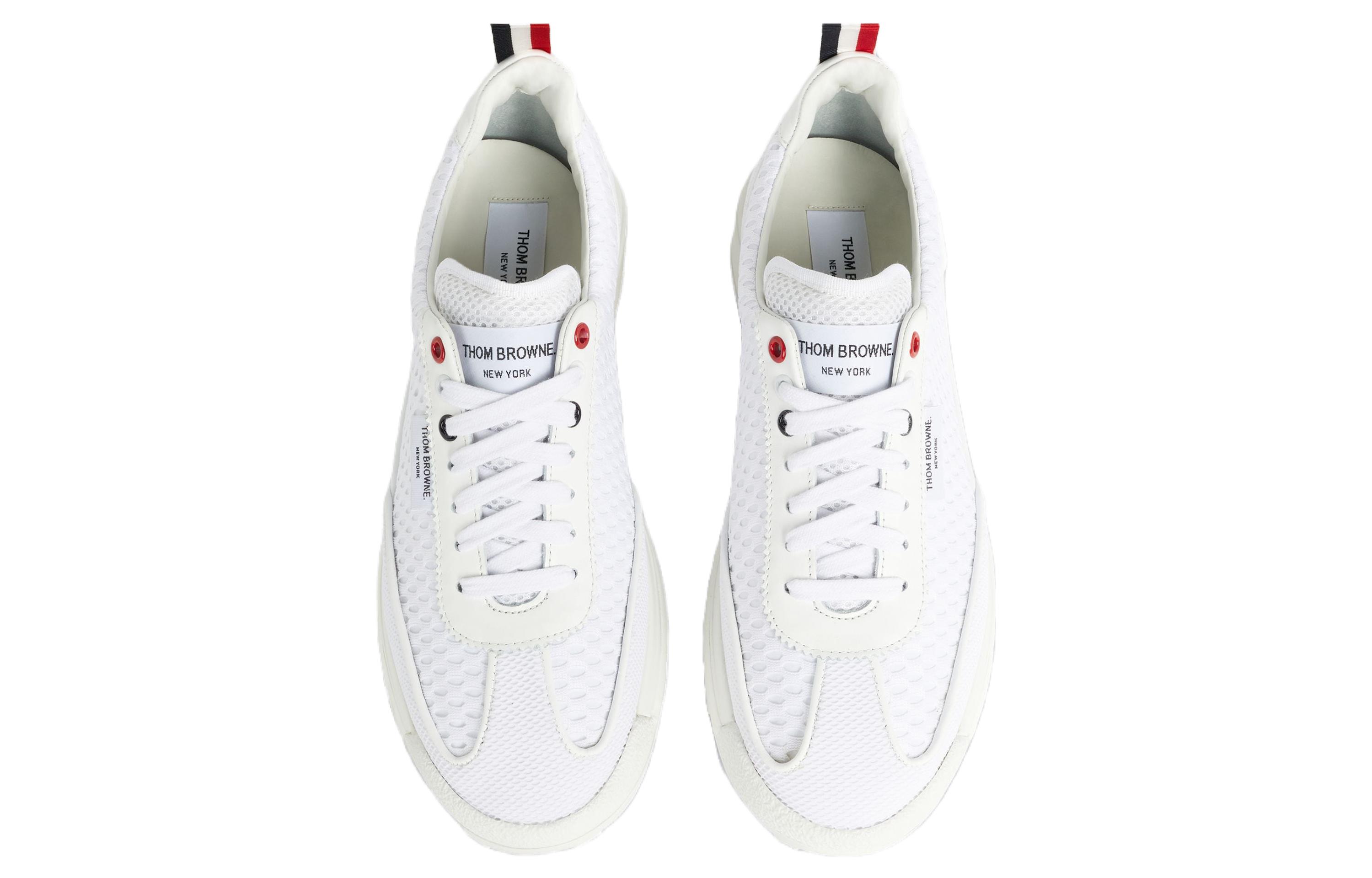 Thom Browne Leather Mesh Low-Top Sneakers 'White' 圖 3