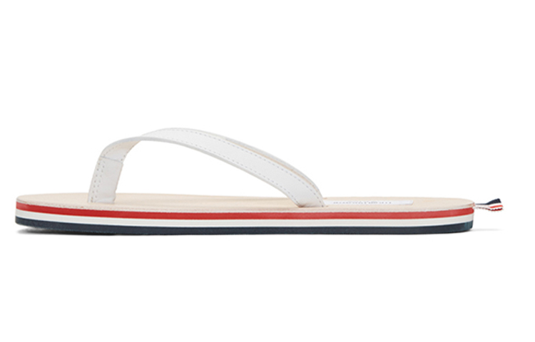 Thom Browne Leather Slide 'White Stripes'