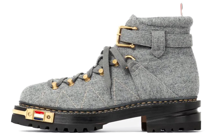 Thom Browne Leather Stripe Martin Boots 'Grey' MFB150A07548035