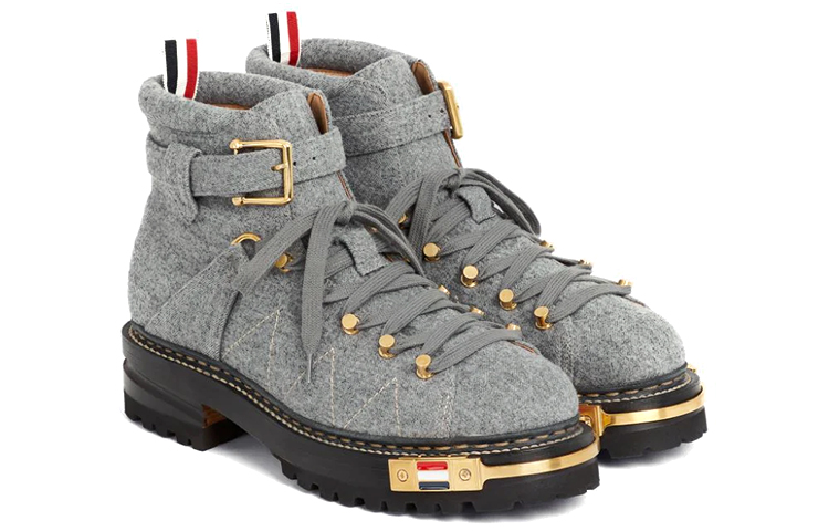 Order Thom Browne Sepatu Boots Kulit Stripe Martin 'Abu-abu' MFB150A07548035