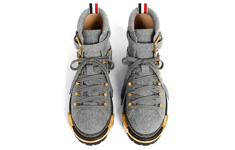 Lookbook Thom Browne Sepatu Boots Kulit Stripe Martin 'Abu-abu' MFB150A07548035