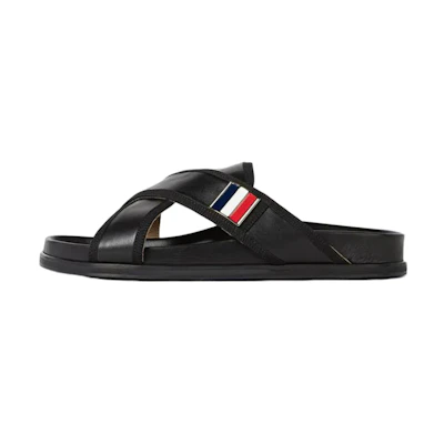 Thom Browne Leather Toe Ring Slide 'Black'