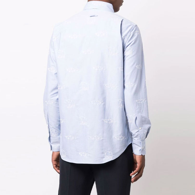 Details for THOM BROWNE Kemeja Lengan Panjang Biru Muda Motif Hewan MWL272E-07606-480