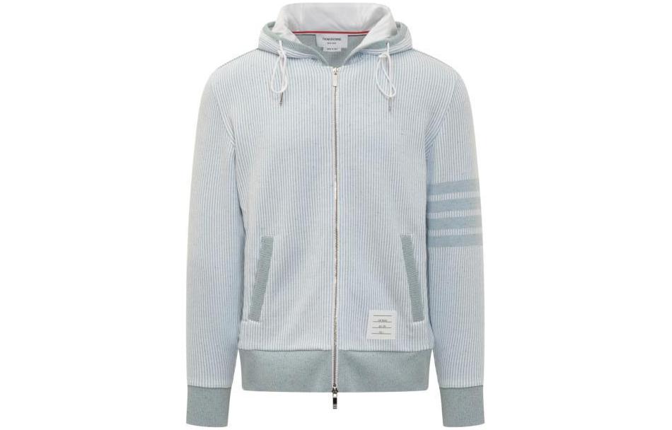Thom Browne Light Blue Striped Hoodie Zip Jacket MJT430AJ01-42480