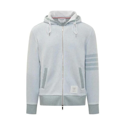 Thom Browne Light Blue Striped Hoodie Zip Jacket MJT430AJ01-42480
