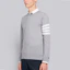 Shop Thom Browne Sweater Abu-Abu Muda Wol dengan Lengan Empat Garis. MKA002A-00014-058
