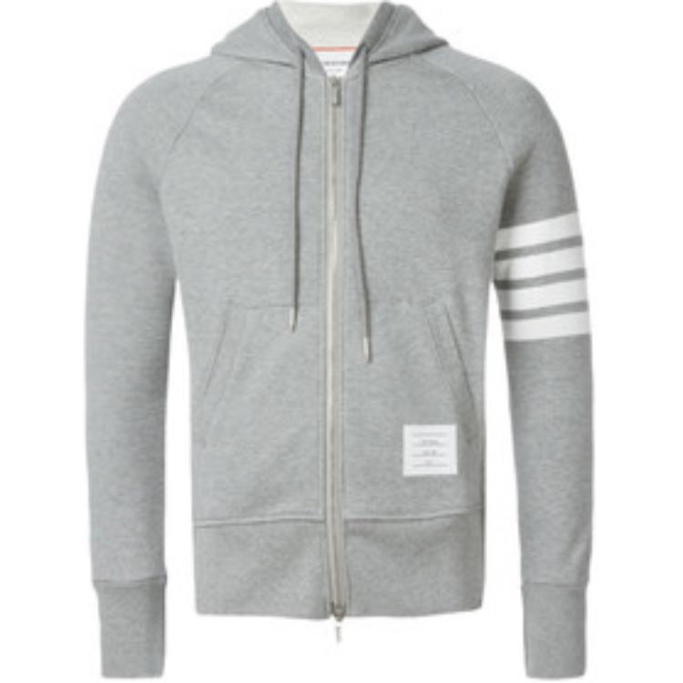 Thom Browne Light Grey Ivy Boy 4-Bar Zip Hoodie Fall Collection MJT022H00535-068