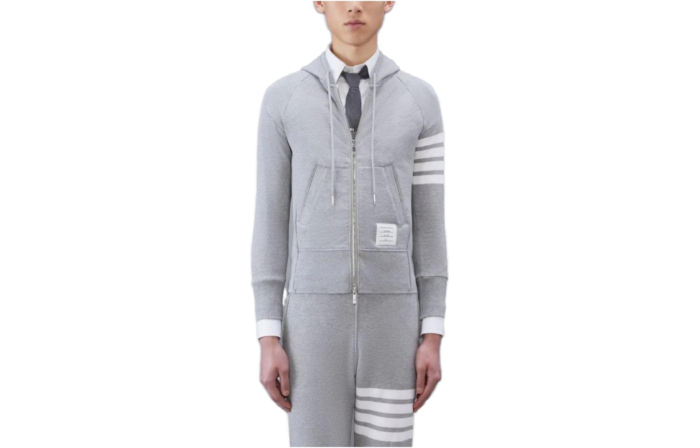 Order トム ブラウン ライトグレー アイビー ボーイ 4バー ジップ フーディ 秋コレクション MJT022H00535-068