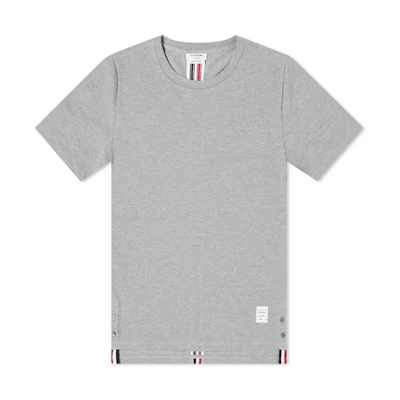 Thom Browne Light Grey Striped Cotton Crewneck T-shirt - Summer Collection MJS056A-00050-055