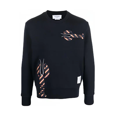 Thom Browne Lobster Embroidery Crewneck Sweatshirt Navy Blue MJT350E-03377-415