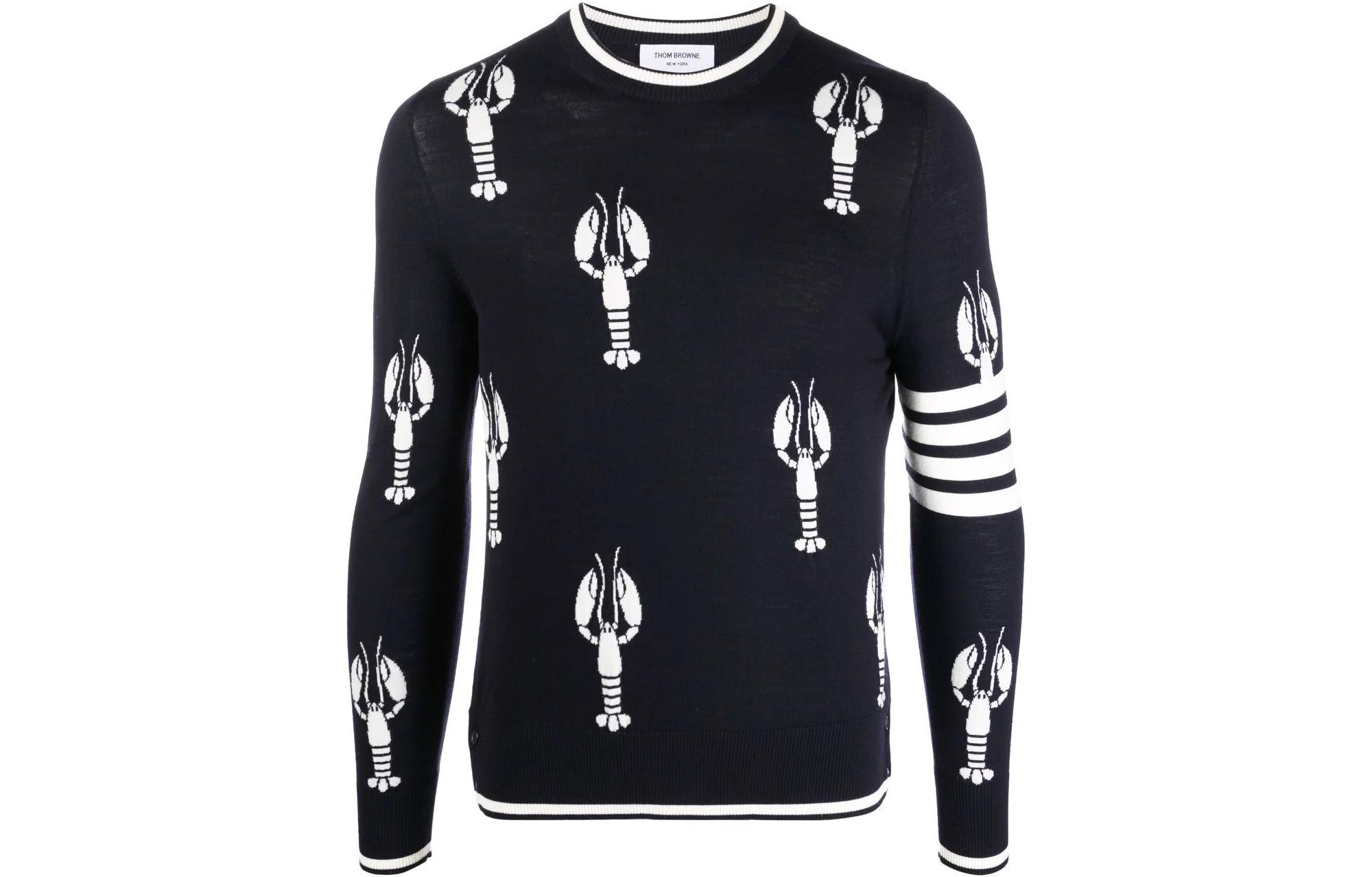 THOM BROWNE Lobster Pattern Crewneck Wool Sweater FW22  Blue MKA417A-Y1014-415 圖 2