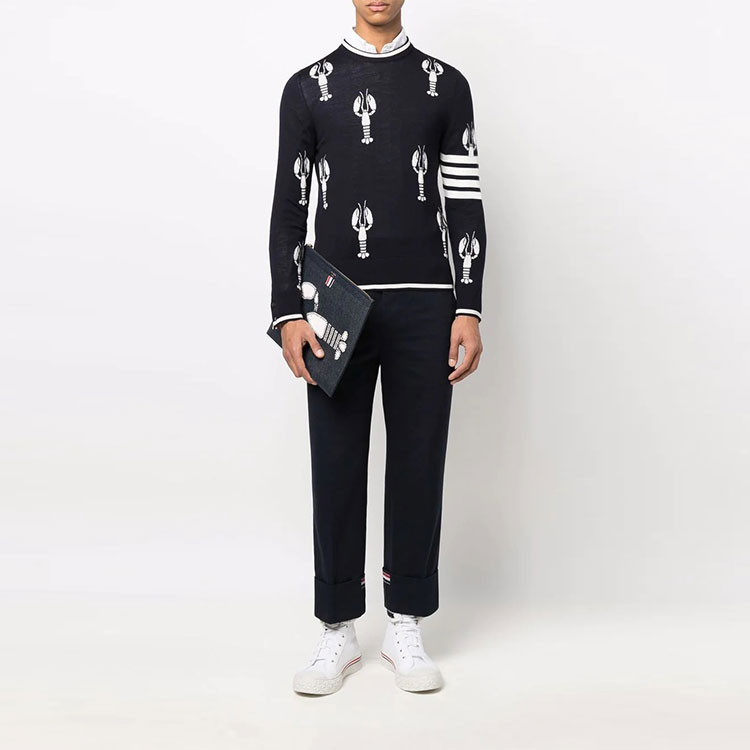 THOM BROWNE Lobster Pattern Crewneck Wool Sweater FW22  Blue MKA417A-Y1014-415 圖 3