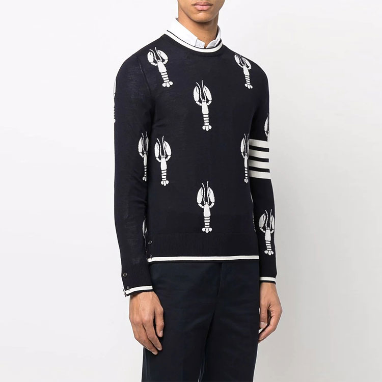 THOM BROWNE Lobster Pattern Crewneck Wool Sweater FW22  Blue MKA417A-Y1014-415 圖 4