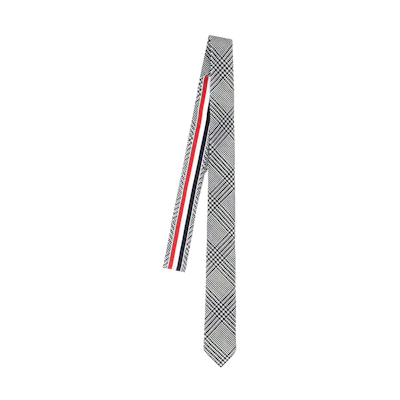 Thom Browne Logo Wool Tie in Gray. MNL001AF0338980