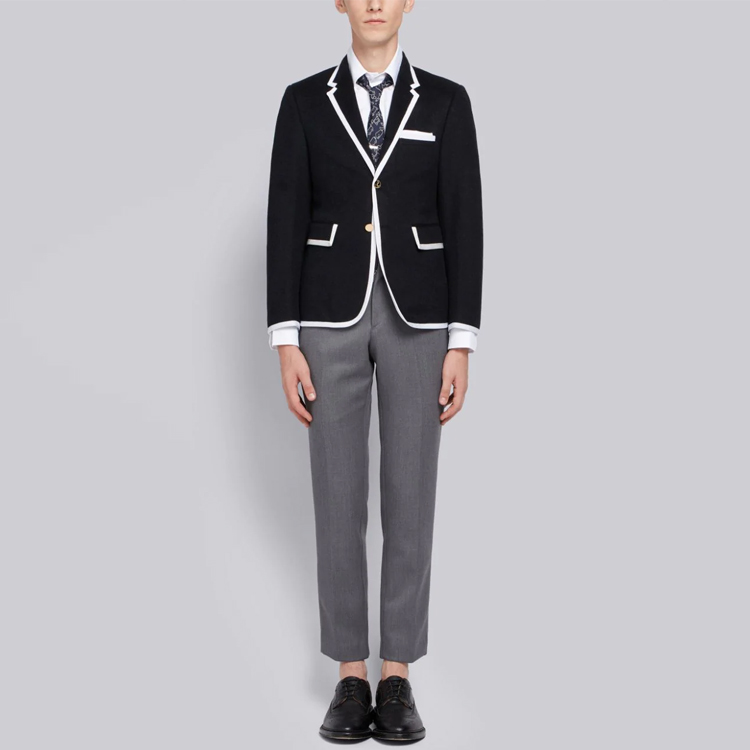 Lookbook 톰 브라운 남성용 화이트 긴팔 폴로 셔츠 봄/가을 백투스쿨 MWL270A-00139-100