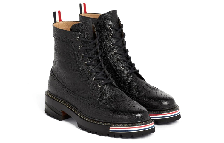 Order Thom Browne 长翼布洛克鞋 '黑色卵石纹' MFB180A06257001