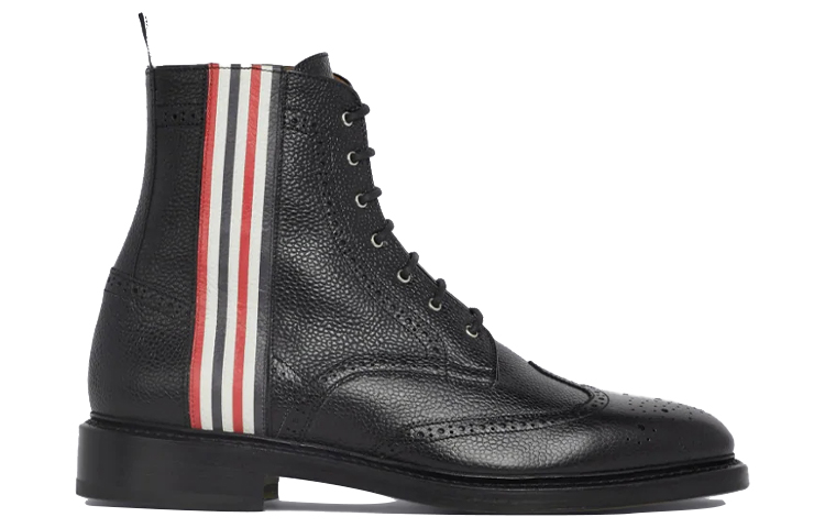 Thom Browne Longwing Brogue Boots 'Embossed Four-Bar Stripe - Black' 圖 2