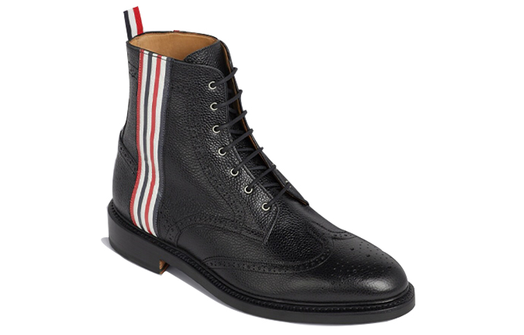 Thom Browne Longwing Brogue Boots 'Embossed Four-Bar Stripe - Black' 圖 3