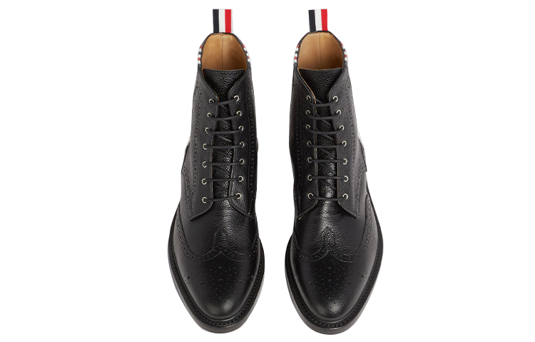 Thom Browne Longwing Brogue Boots 'Embossed Four-Bar Stripe - Black' 圖 4