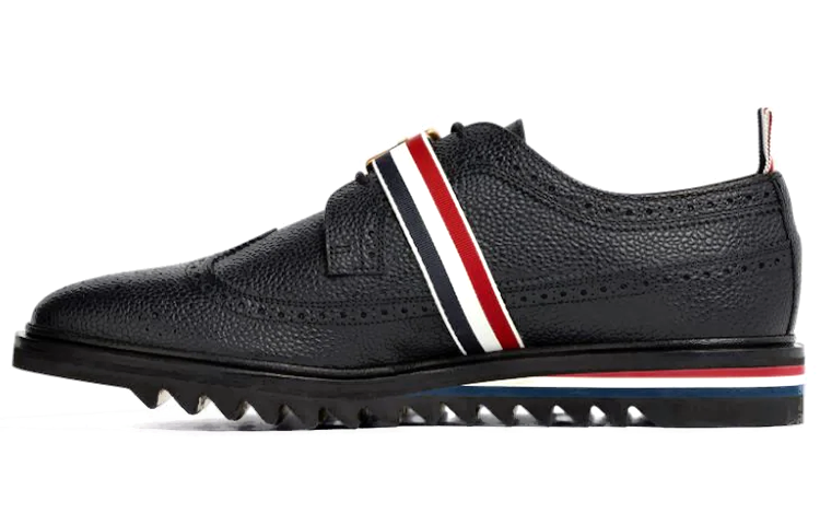 Order THOM BROWNE 編織帶長翅布洛克鞋 黑色