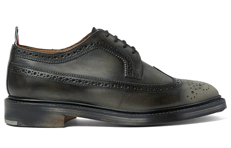 Order THOM BROWNE 英倫鵝卵石長翼布洛克休閒皮鞋 黑色