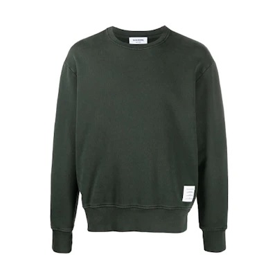 THOM BROWNE Loose Fit Crewneck Sweatshirt Deep Green (Fall Season). MJT262B-03377-320