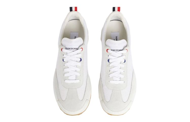 Shop トムブラウン 白 ローカット レースアップ スニーカー MFD180A03050100