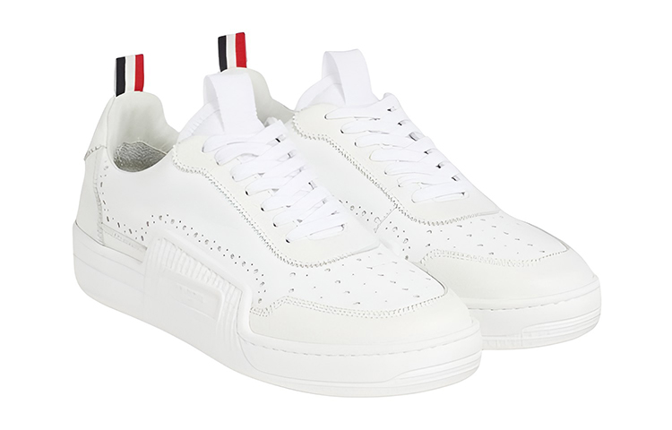 Order 톰 브라운 화이트 로우탑 가죽 스니커즈 MFD199A05584100