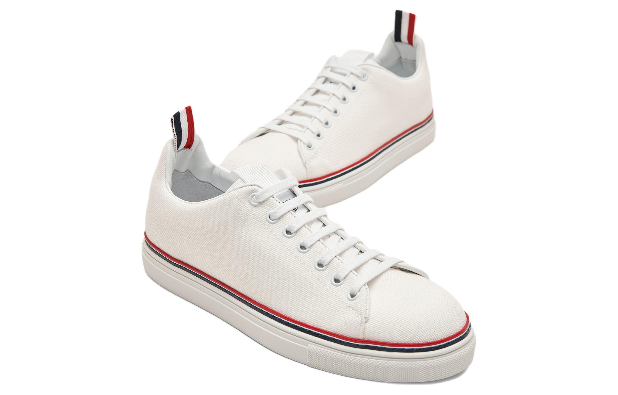 Lookbook Sneaker Thom Browne Low-Top 'White Stripe' Putih Bergaris MFD219A01588100