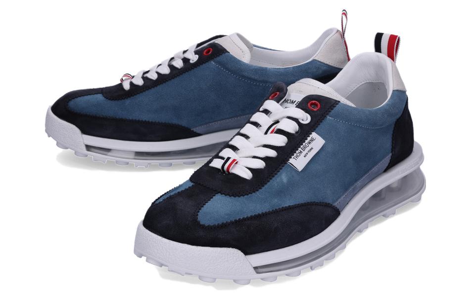 Lookbook Thom Browne Zapatillas Bajas de Cuero Azul MFD261AL0037413