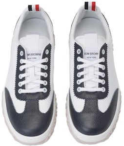 湯姆·布朗(THOM BROWNE)皮革拼色低幫時尚板鞋 男款 白藍色 Lookbook 湯姆·布朗(THOM BROWNE)皮革拼色低幫時尚板鞋 男款 白藍色