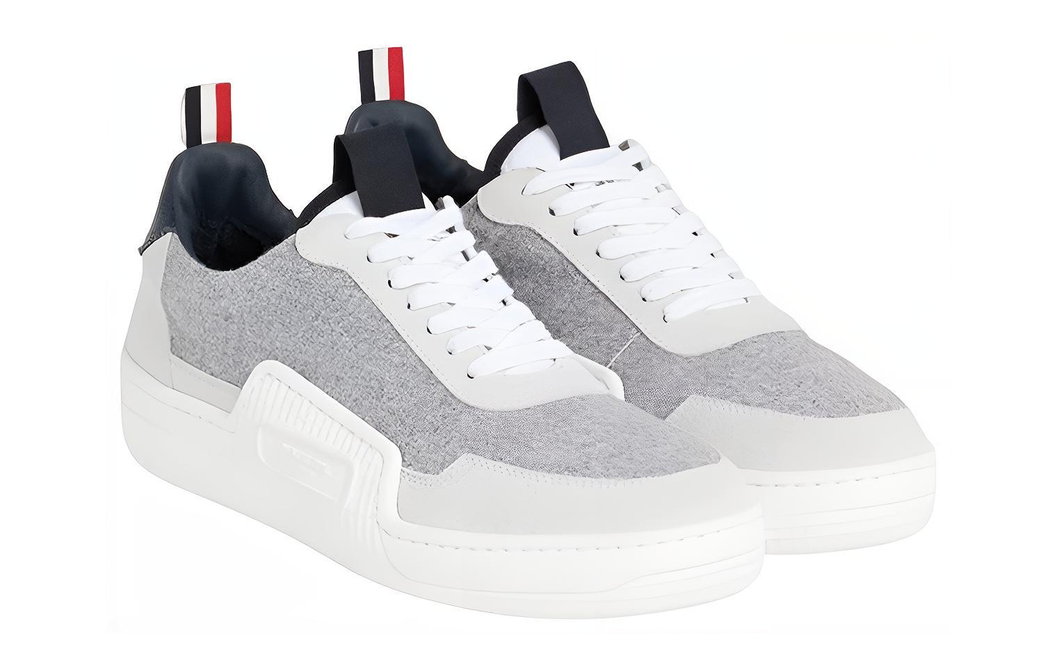 Lookbook Thom Browne Low Top Lace-Up 'Fashion White Grey' MFD199A02519055