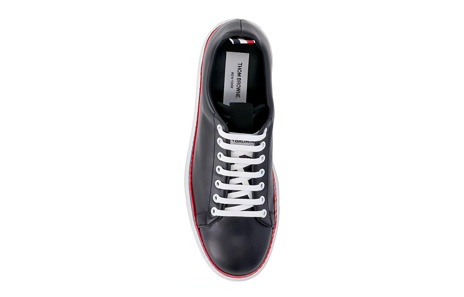 Thom Browne Low Top Leather Sneaker 'Black' 圖 5