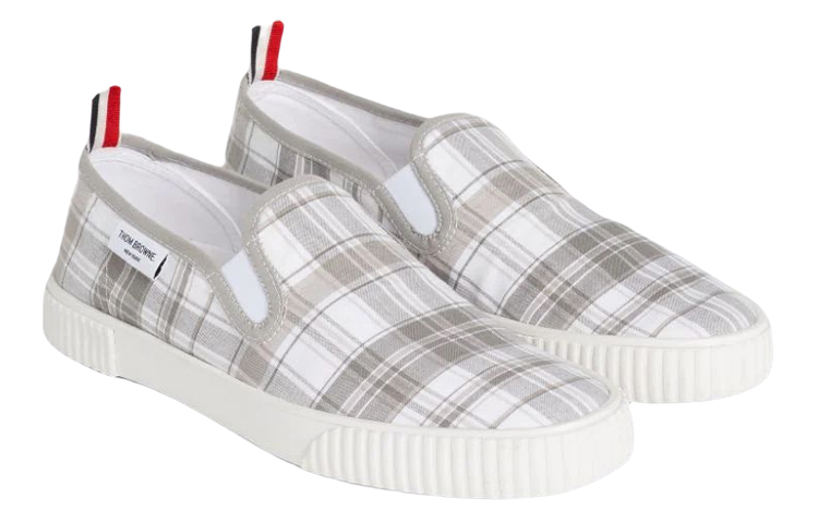 Order Thom Browne Kasut Low Top 'Kelabu Berjalur Kotak' MFL064A07848035