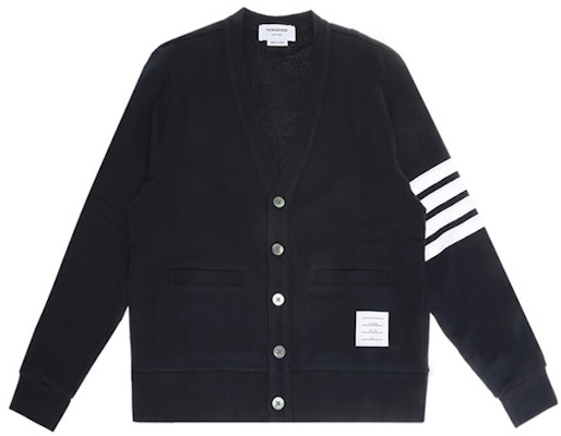 Thom Browne Mens Cotton Navy V-Neck Sweater, Classic 4-Stripes Ivy Style MJT167A-00535-415 Buy Thom Browne Mens Cotton Navy V-Neck Sweater, Classic 4-Stripes Ivy Style MJT167A-00535-415