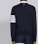 Purchase Thom Browne Mens Cotton Navy V-Neck Sweater, Classic 4-Stripes Ivy Style MJT167A-00535-415