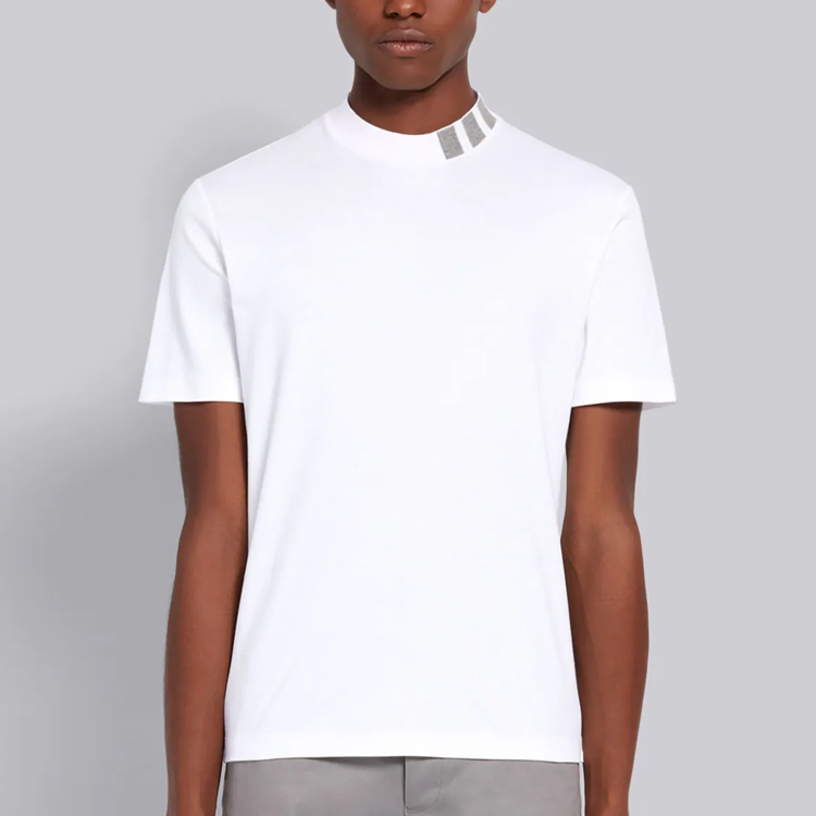 Thom Browne Mens Grey Collar White Short Sleeve T-Shirt MJS127A-06928-100 圖 3