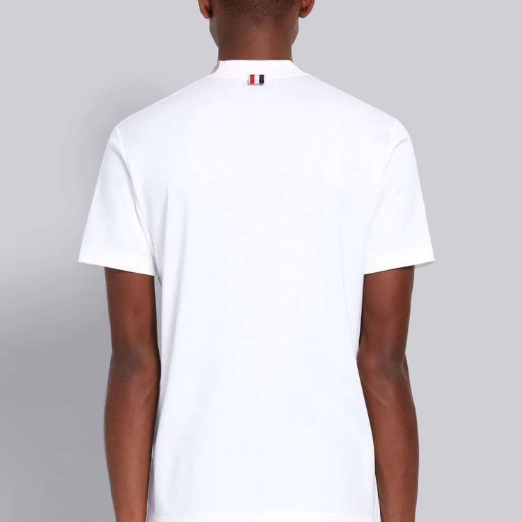 Thom Browne Mens Grey Collar White Short Sleeve T-Shirt MJS127A-06928-100 圖 4