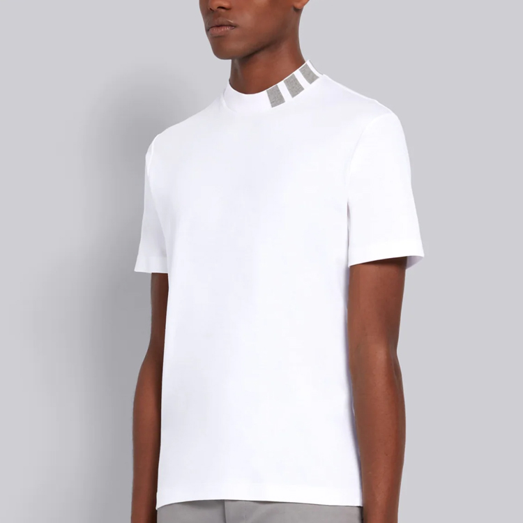 Thom Browne Mens Grey Collar White Short Sleeve T-Shirt MJS127A-06928-100 圖 5
