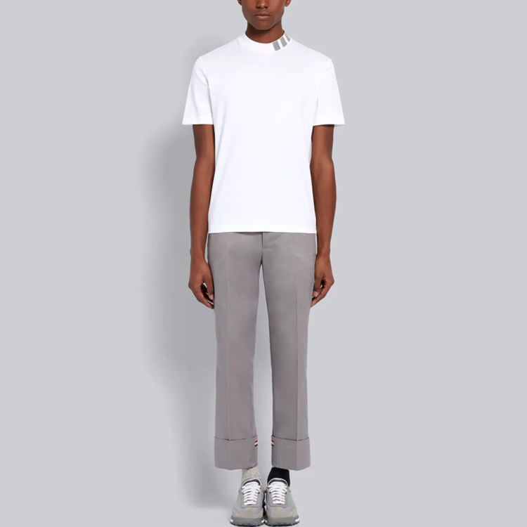 Thom Browne Mens Grey Collar White Short Sleeve T-Shirt MJS127A-06928-100 圖 6
