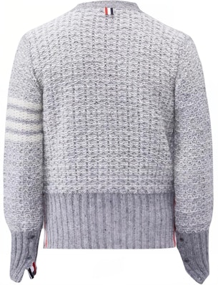 톰 브라운 모헤어 트위드 4-바 브이넥 가디건 남성 라이트 그레이 스웨터. MKC510A-Y1506-055 Buy 톰 브라운 모헤어 트위드 4-바 브이넥 가디건 남성 라이트 그레이 스웨터. MKC510A-Y1506-055