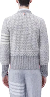 Shop Thom Browne Mohair Tweed 4-Bar V-Neck Cardigan Men’s Light Grey Sweater. MKC510A-Y1506-055