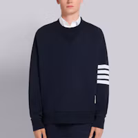 Shop 톰 브라운 네이비 4-바 스트라이프 크루넥 스웨트셔츠 MJT158A-00535-415