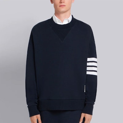 Thom Browne Navy 4-Bar Striped Crewneck Sweatshirt Pria Navy MJT158A-00535-415 Shop Thom Browne Navy 4-Bar Striped Crewneck Sweatshirt Pria Navy MJT158A-00535-415