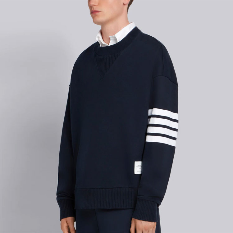 Details for Thom Browne Navy 4-Bar Striped Crewneck Sweatshirt Pria Navy MJT158A-00535-415