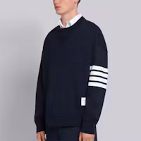 Details for 톰 브라운 네이비 4-바 스트라이프 크루넥 스웨트셔츠 MJT158A-00535-415