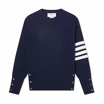 Thom Browne Navy Blue 4-Bar Cashmere Pullover Sweater MKA001A-00011-415