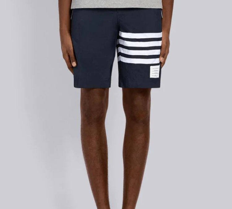 Cheap THOM BROWNE Pantalones Cortos Impermeables Azul Marino 4-Bar Verano Casual MTU223A-05415-415